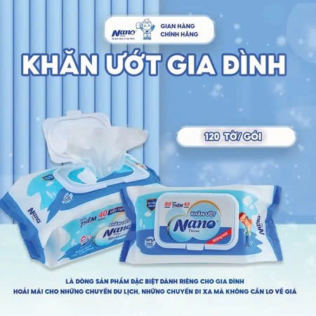 Khăn ướt GĐ 80+40 miếng không mùi (xanh dương)